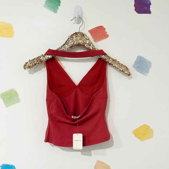 S Free People Intimately Red Still Here Halter Crop Top NWT - Picture 5 of 7